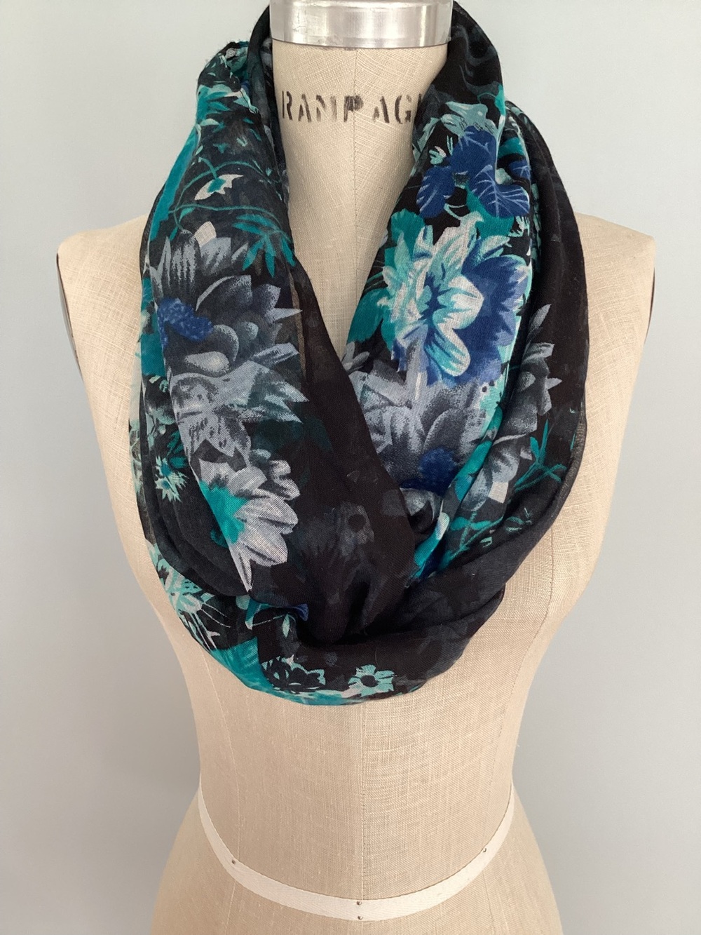 D&Y Blue Floral Infinity Scarf